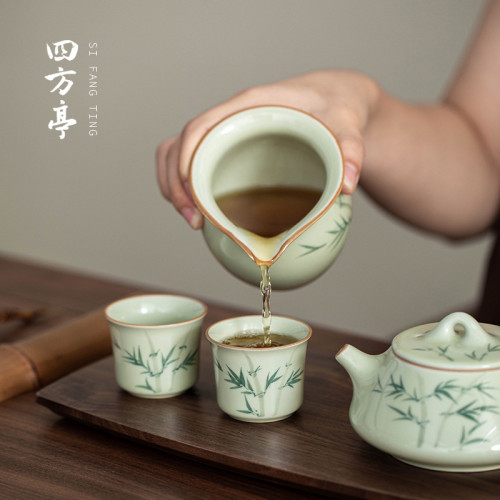 手繪釉下彩功夫茶杯套裝茶盞陶瓷茶碗喝茶景德鎮茶具主人杯6衹