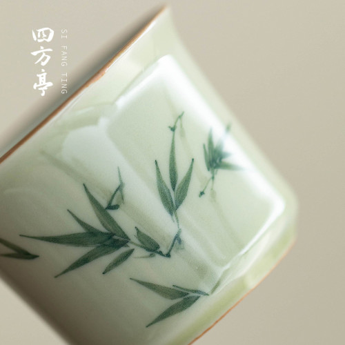 手繪釉下彩功夫茶杯套裝茶盞陶瓷茶碗喝茶景德鎮茶具主人杯6衹