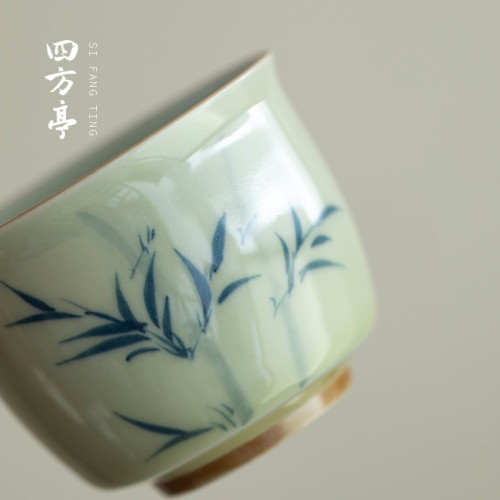 手繪釉下彩功夫茶杯主人杯陶瓷伴手禮對杯景德鎮喝茶高檔茶具杯子