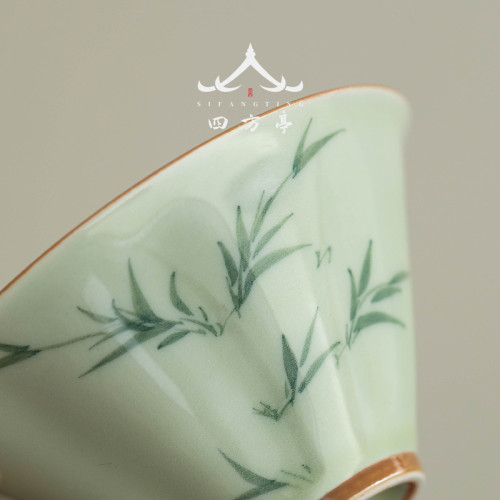 手繪釉下彩斗笠蓋碗茶杯三才茶碗茶具高檔景德鎮2024新款單個泡茶