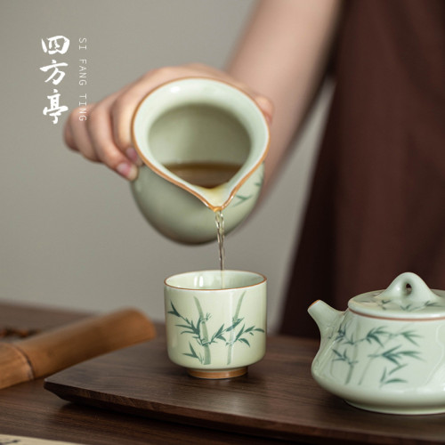 手繪釉下彩功夫茶杯主人杯陶瓷伴手禮對杯景德鎮高檔禮盒茶具禮品