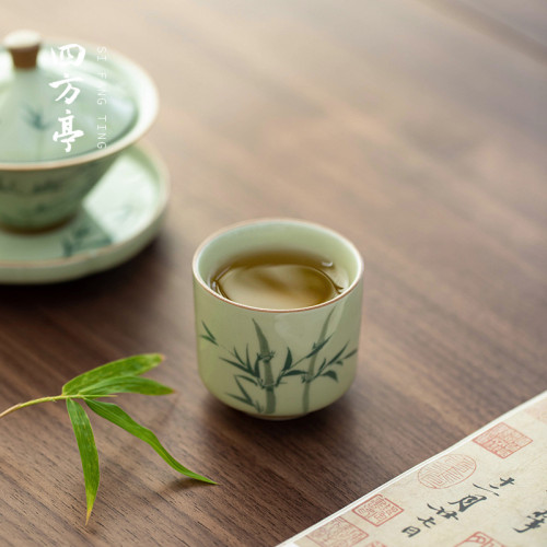 手繪釉下彩功夫茶杯主人杯陶瓷伴手禮對杯景德鎮高檔禮盒茶具禮品