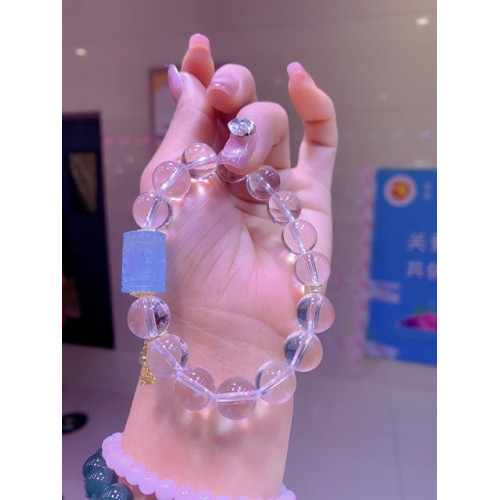 蓬森珠寶天然白水晶設計款手串文玩彿珠手鏈民族風飾品女男款