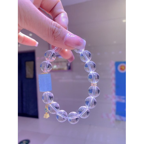 蓬森珠寶天然白水晶設計款手串文玩彿珠手鏈民族風飾品女男款
