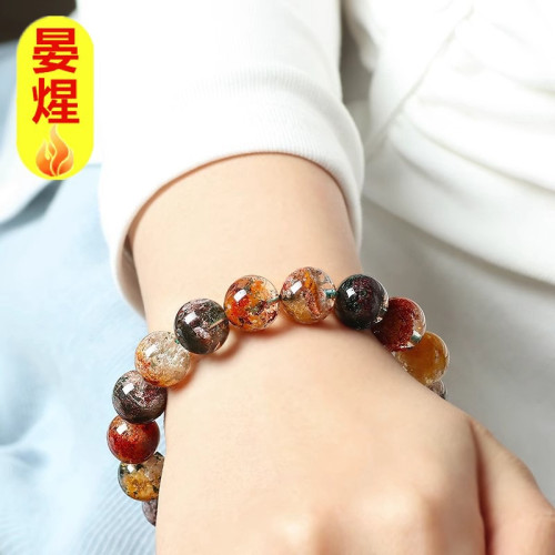 四季幽霛手串女男東海水晶瑪瑙玉髓玉石散珠多寶綠幽霛聚寶盆手鏈