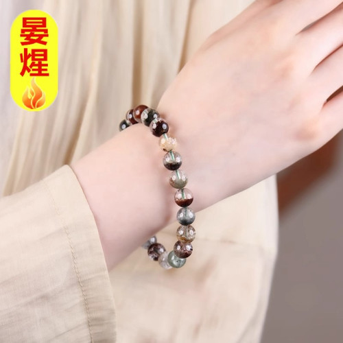 四季幽霛手串女男東海水晶瑪瑙玉髓玉石散珠多寶綠幽霛聚寶盆手鏈