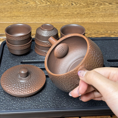 紫陶漢瓦壺出水鳥叫可斷水鳳鳴壺紫砂壺整套茶具茶盤功夫茶具家用