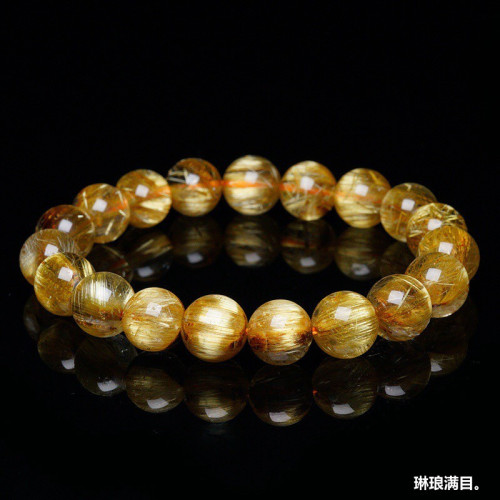 金髮晶手鏈男女配戴天然巴西金髮晶手鏈女鈦晶順發水晶手串財富石