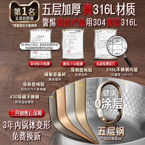三四鋼輔食小鍋廚房鍋具無塗層煮泡麵鍋雪平鍋家用316L不鏽鋼奶鍋