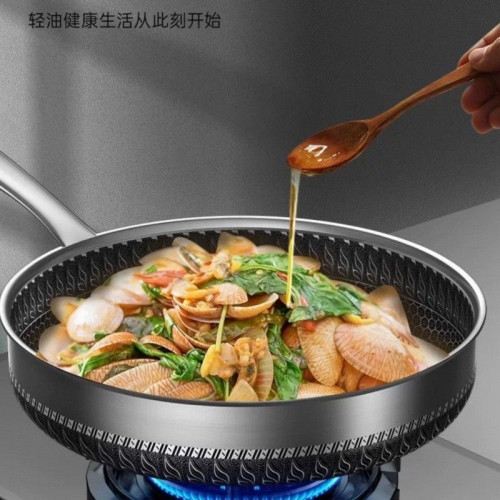 德國316不鏽鋼深煎鍋煎炒兩用不沾平底鍋瓦斯爐適用家用煎蛋煎餅