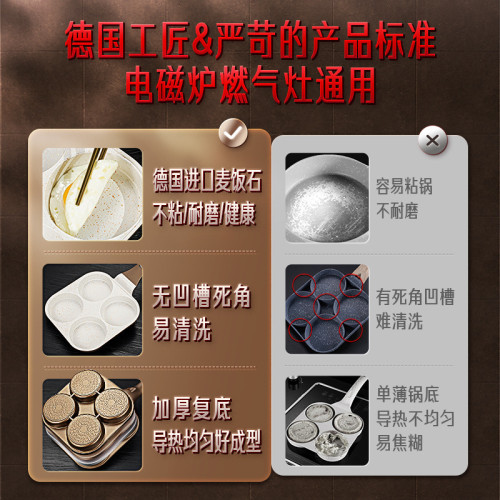 三四鋼不沾煎蛋鍋雞蛋漢堡鍋四孔煎蛋鍋家用煎蛋器肉蛋堡煎鍋