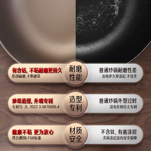 三四鋼（SSGP）不沾鍋炒鍋平底炒菜鍋不沾鍋