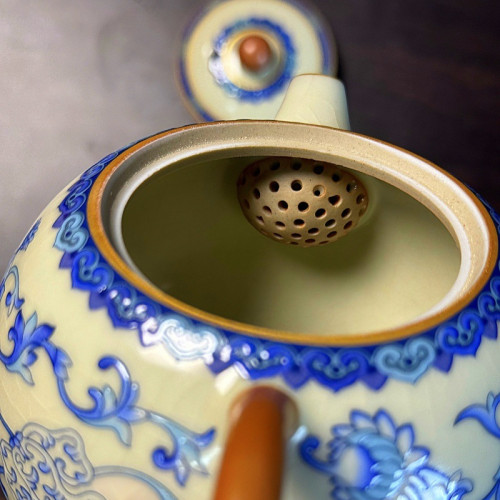 青花黃汝窰繁花琺瑯彩茶具套裝功夫茶具全套茶具茶壺茶杯高檔禮品