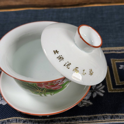 青瓷遇熱變色懸停蓋碗可旋轉羊脂玉瓷主人杯伴手禮影青茶具三才批