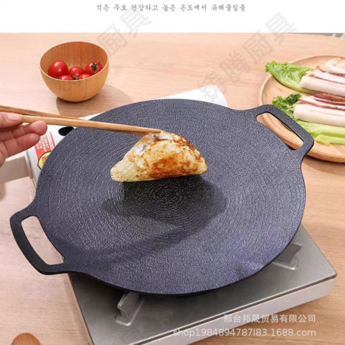 家用烤盤鑄鐵出口韓國戶外鍋卡式爐烤肉盤日韓鐵板燒烤肉鍋燒烤盤