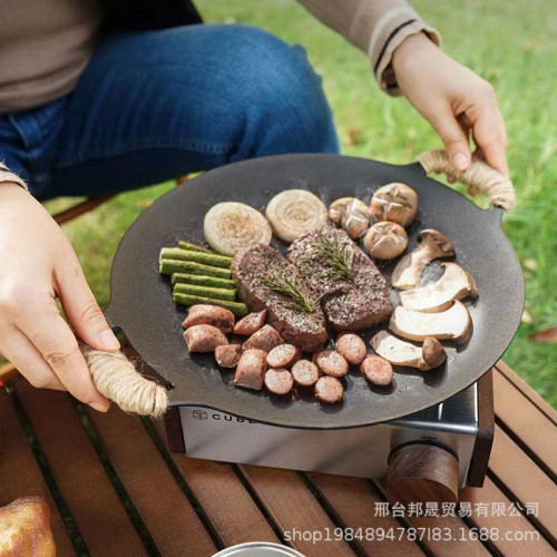 家用烤盤鑄鐵出口韓國戶外鍋卡式爐烤肉盤日韓鐵板燒烤肉鍋燒烤盤