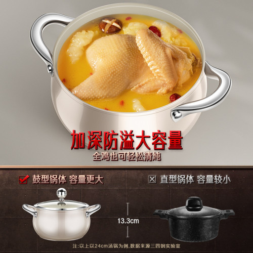 三四鋼陶瓷湯鍋蒸鍋燉鍋煮鍋家用不沾鍋瓦斯爐電磁爐煲湯鍋煮粥鍋