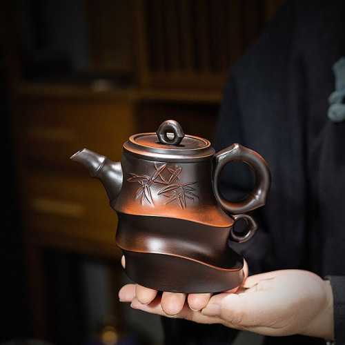 節節高升原礦紫陶鳳鳴壺大容量茶壺雲南紫陶家用茶具發財壺井欄壺