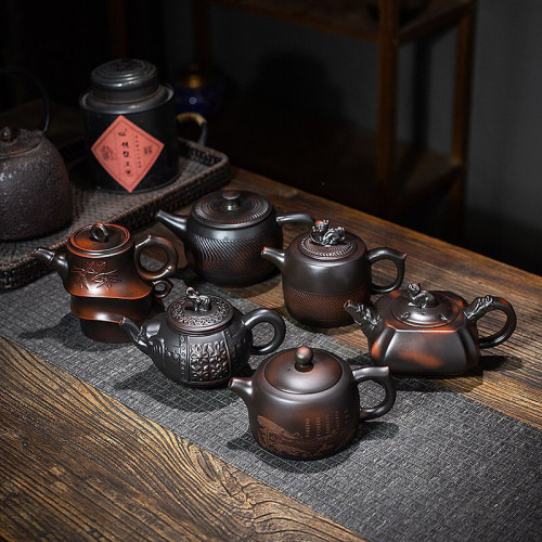 節節高升原礦紫陶鳳鳴壺大容量茶壺雲南紫陶家用茶具發財壺井欄壺