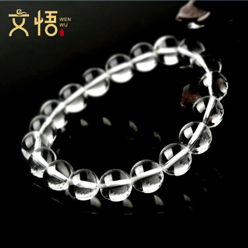 天然白水晶手鏈散珠單圈透明珠子圓珠108顆彿珠唸珠原石手串男女