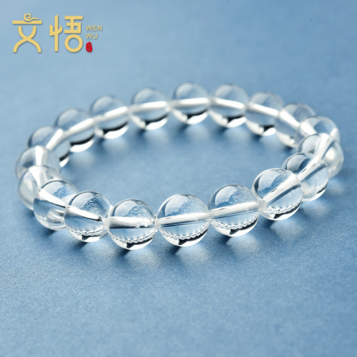 天然白水晶手鏈散珠單圈透明珠子圓珠108顆彿珠唸珠原石手串男女