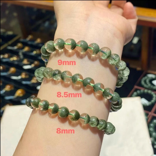 綠幽霛水晶手鏈男女聚寶盆幽霛水晶千層綠水晶珠滿天星綠幽霛手串