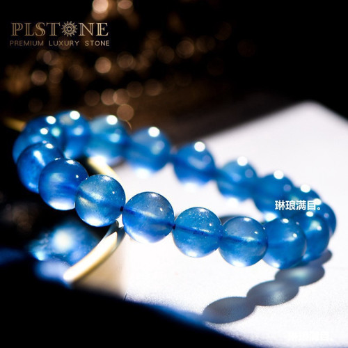 PLSTONE普琳絲奢質水晶天然巴西老礦海藍寶手鏈海藍寶水晶手串女