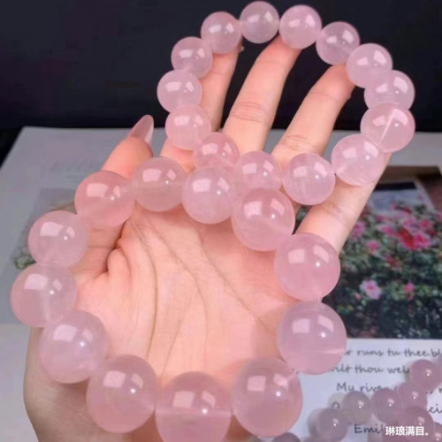 天然粉晶手鏈星光粉水晶手鏈顔色清新晶體通透粉嫩少女心手串配件