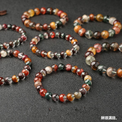 晶挑細選天然巴西四季彩幽靈聚寶盆手鏈招財男女手串四季幽靈手鏈