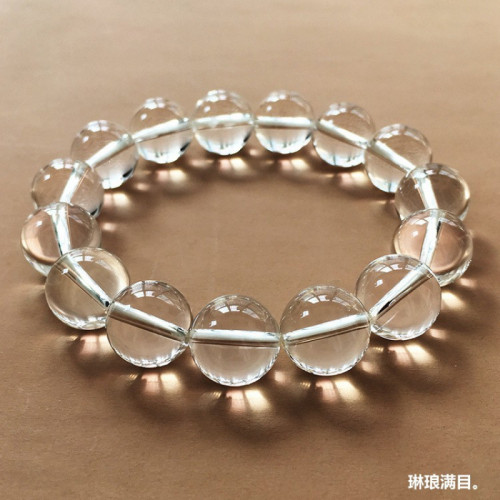 天然白水晶手鏈女男情侶巴西轉運珠子禮物彿珠念珠白水晶手串