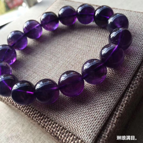 紫水晶手鏈天然濃鬱紫烏拉圭紫晶紫水晶手串少女款飾品送禮物時尚