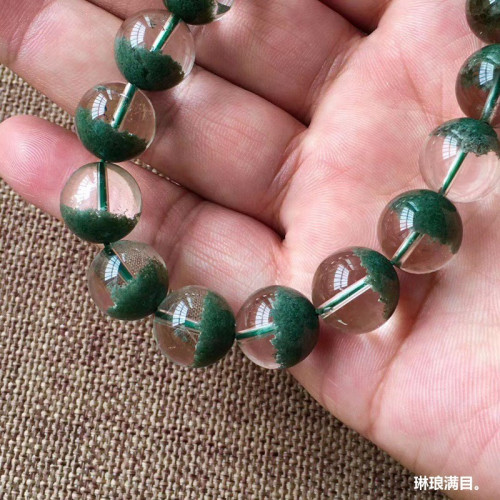 新貨跑量天然水晶巴西綠幽靈聚寶盆大顆粒手鏈！約13.2mm 53.82g