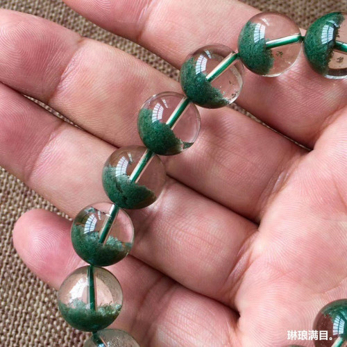 新貨跑量天然水晶巴西綠幽靈聚寶盆大顆粒手鏈！約13.2mm 53.82g