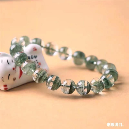 綠幽靈滿天星手鏈男女天然巴西綠幽靈千層紗手串水晶飾品